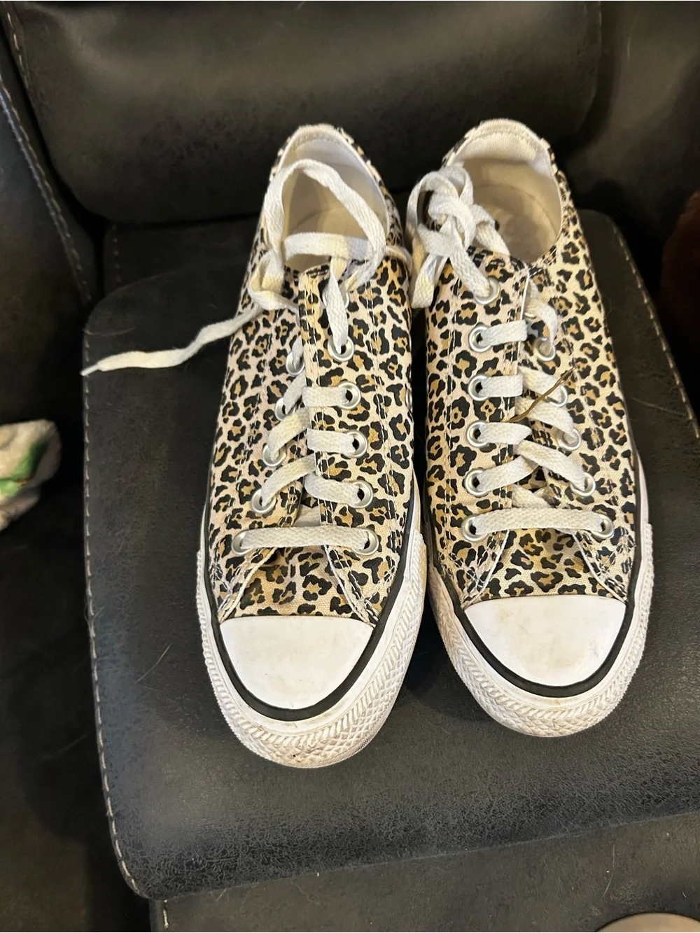 Women’s Leopard Print Canvas Sneakers - Tan/Black size 8